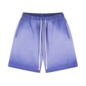 Pantalones cortos de verano para hombre personalizados al por mayor algodón transpirable estampado con patrón de lavado ácido desgastado vintage - Product Image 1