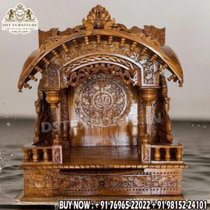 Templo de Madera de Teca de Gran Tamaño para el Hogar, Templo de Madera de Teca Pintado en Dorado Puro, Artesanía en Madera de Teca para el Hogar - Product Image 2
