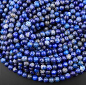 Beadsnfashion Promotion Perles Rondes Lisses en Pierre Lapis Lazuli Bleue de 5 mm pour la Fabrication de Colliers, Bracelets et Boucles d'Oreilles DIY - Product Image 1
