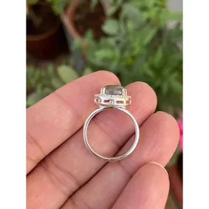 925 Silver Natural <b>Labradorite</b> Diamond <b>Ring</b> - Product Image 3