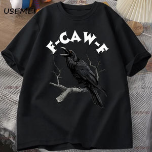 Camiseta Divertida con Diseño de Cuervo para Hombre y Mujer, Camiseta con Estampado de Animal Desenfrenado, Camiseta Holgada Vintage de Algodón Cómodo para Hombre - Product Image 3