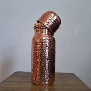 Botella de agua de cobre | Cobre 100% | A prueba de fugas | Imitación antigua redonda MS Handicraft - Product Image 4