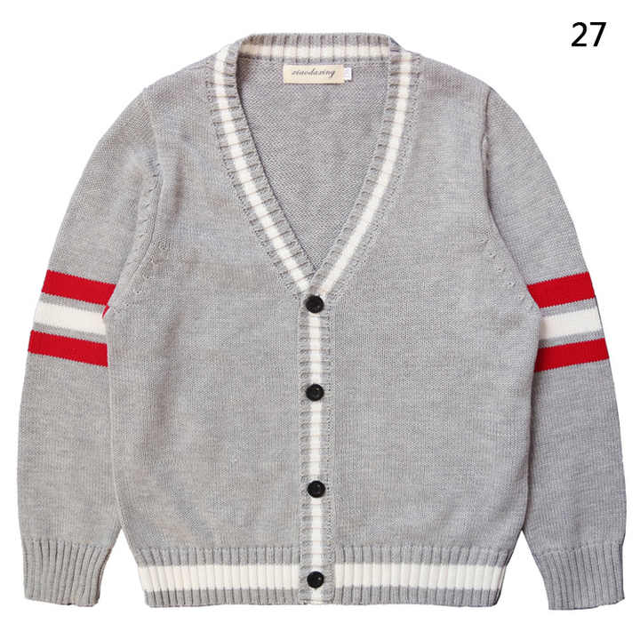Cheap School College Cardigan Uniform Class Autumn Winter Sweater Outerwear Red White Long Sleeve Knitted Sweater