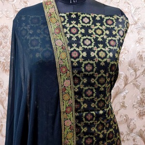Banarasi Pure Silk suit 3 pic jaal - Product Image 1
