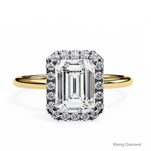 ชุดรัศมีเพชรสำหรับปลูกในห้องปฏิบัติการทรงมรกต3.7กะรัตแหวนหมั้นแหวนเพชร CVD สีโรสโกลด์ของขวัญครบรอบสำหรับเธอ - Product Image 2