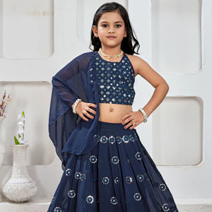 Ensemble Lehenga Choli Shoryam Fashion pour filles, longueur au sol, avec broderies miroir, tenue ethnique de créateur pour mariage et fête - Product Image 1