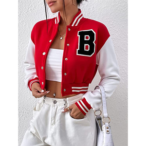 Chaquetas cortas de moda para mujer Chaquetas cortas de béisbol con letras para mujer - Product Image 1