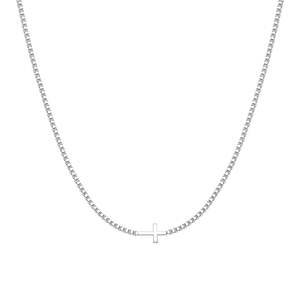 Collana croce in ottone placcato argento 925 con uguale lunghezza catena d'argento elegante accessori per gioielli articolo N0663 - Product Image 2