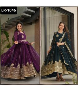 Les plus belles femmes portent un costume Salwar Kameez Fonction de mariage et de festival Broderie lourde Séquence de travail Robe à manches longues - Product Image 1