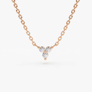 Collier Trio de Diamants Ronds de Laboratoire 0,09 carats total, Couleur G, Pureté SI, Or Massif 14K, Cadeau Temps Présent Futur - Product Image 3