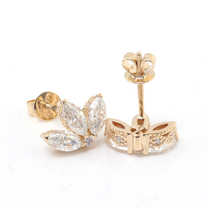 Marquise Cut Shape Lab Grown Diamond Stud Pendientes Hinojo Flor Pétalos Minimalista Joyería Stud Pendientes - Product Image 2