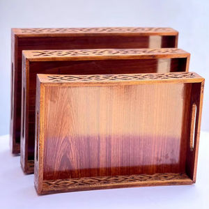 Bandeja de Servir de Madera de Lujo Hecha a Mano de Alta Calidad con Incrustaciones de Madreperla, Apta para Lavavajillas, Sostenible y Duradera a un Precio Razonable - Product Image 1