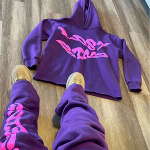 Chándal de gran tamaño de algodón 100% transpirable de lana de invierno Unisex personalizado con estampado Digital de alta calidad - Product Image 6