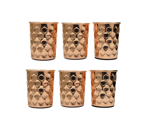 Vasos martillados de cobre puro para vasos de vidrio Ayurveda con beneficios para la salud del agua potable - Product Image 4