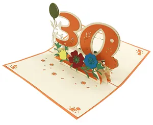 30 세 생일을위한 이탈리아 종이 접기 서프라이즈 인사말 카드 팝업 3D 제작