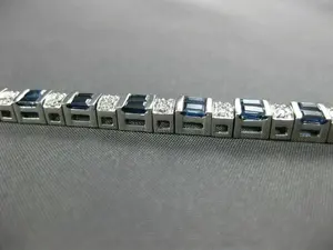 Bracelet tennis en argent 925 avec moissanite taille baguette 8 carats et saphir, 7 pouces, bracelets et joncs - Product Image 4