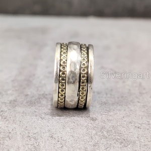 Anneau de méditation Spinner Band Bague de pouce pour femme en argent sterling 925 Fidget Bijoux faits à la main Anxiété de Noël Bague Spinner pour homme - Product Image 4