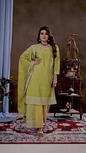 ชุดเสื้อผ้า3ชิ้นผ้าไหมไชน์แท้มาใหม่ล่าสุดชุดคู่เคอร์ติปักลายเย็บลำดับลำดับงานเย็บปัก - Product Image 2