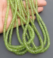Perles Heishi en péridot vert naturel, taillées à facettes, formes disque et ovale, 4-7mm, brin de 16 pouces, non montées, certifiées haute qualité, pour DIY