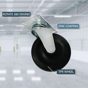 100mm Industrial Casters Thermoplastic Rubber <b>Wheels</b> Flat Free Medium Duty Top Plate - Product Image 3