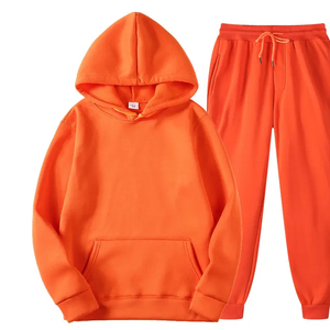 100% algodón Jogger chándal pantalones de chándal conjunto con capucha logotipo personalizado hombres mujeres polar chándal unisex liso deportes - Product Image 4