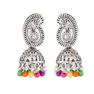 Kriaa Pendientes de araña Jhumki chapados en rodio Cuentas multicolores-1311517 - Product Image 1
