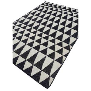 Alfombra Rectangular de Yute y Lana Tejida Plana Indusbar Dwrm-173 Gris y Negra con Patrón Geométrico y Abstracto a Rayas para el Hogar - Product Image 2