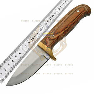 Sizzco ใบมีดคงที่ทำมือสเตนเลสสตีล,มีดล่าสัตว์สำหรับแค้มปิ้งที่จับแข็งทำจากไม้เนื้อแข็งพร้อมคลิปทองเหลือง - Product Image 4