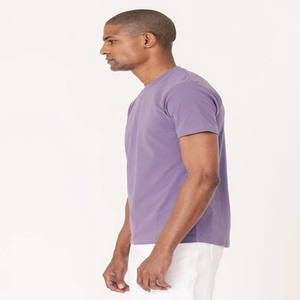 เสื้อยืดแขนสั้นสำหรับผู้ชายสีองุ่นเนื้อผ้าว่างเปล่าในผ้าฝ้ายสแปนเด็กซ์วัสดุ GSM น้ำหนักเบา - Product Image 4