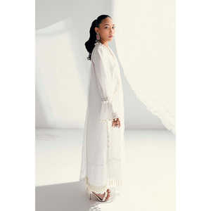 ชุดผ้าลูกไม้ชิฟฟ์ลีสีขาวแบบ 3 ชิ้นสำหรับผู้หญิง (ยังไม่ได้เย็บ) - Product Image 2