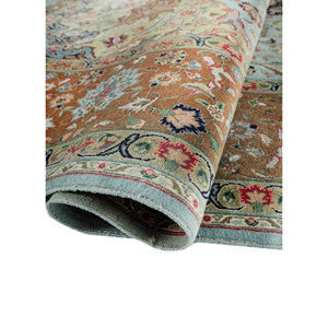 Tapis en laine noué à la main Aalam Pae-6470 vert, 9x12, motif médaillon rectangulaire, pour la décoration de la maison, du salon ou de la salle de passage - Product Image 2