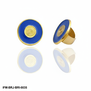 Handmade Blue Enamel Brass <b>Ring</b> <b>Adjustable</b> Spiral Design Gold Plated Statement Jewelry for Women - Product Image 1