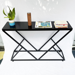 Modern Decorative Console Table CST006 Convertible with Classic Marble <b>Top</b> and Powder-Coated Iron Frame Mirrored Feature - Product Image 3