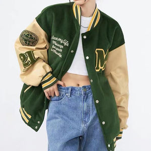 Nouveau Style personnalisé hiver hommes en cuir manches Chenille broderie Baseball lâche université Letterman veste - Product Image 2