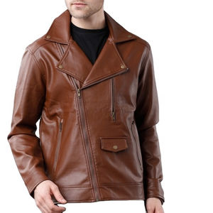 Gran oferta, chaqueta para hombre, manga completa, múltiples bolsillos, cuello vuelto, nueva chaqueta de cuero con cremallera, chaqueta de cuero personalizada para hombre - Product Image 1