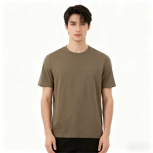 T-shirt décontracté surdimensionné 100% coton pour hommes, col rond côtelé de haute qualité avec motif brodé et épaule tombante - Product Image 5