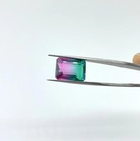 Piedra de turmalina bioquímica creada en laboratorio de 10x14 mm, corte esmeralda, cambio de color, relleno de fracturas, diseño único, gemas sueltas calibradas