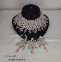 Parure de bijoux ethniques plaqués or rose antique avec zircon taille poire, collier ras-du-cou et pendentif, pour femme, idéal pour fiançailles, mariage, anniversaire ou soirée