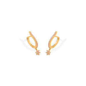 ต่างหูห่วงและต่างหูแบบห้อยรุ่น Starlit Spark Gold Hoop & Huggie Drop - Product Image 4