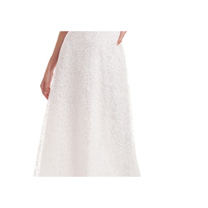 Abito da donna Kay Unger Wynonna bianco con cintura, linea ad A, taglia 2, con vita naturale e dettagli in pizzo effetto illusione - Product Image 3