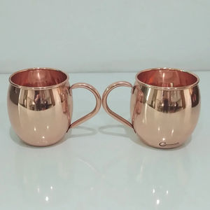 Classic Moscow Mule Copper <b>Mugs</b> <b>With</b> <b>Handles</b> shiny polished finishing Copper Metal <b>Glass</b> Drinking Cup Set for Home Kitchen Bar - Product Image 5