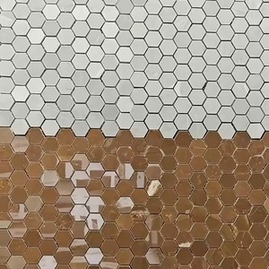 Qualité d'exportation Prix bon marché Noir Blanc Dosseret Porcelaine Irrégulière Haute brillance Mosaïque Carreaux de sol 15x15 10x10 - Product Image 3