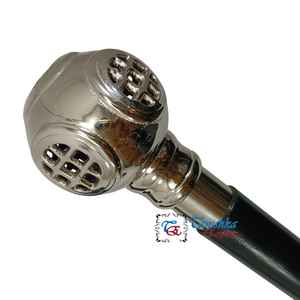 Canne de marche pliable en bois noir de 94 cm, de haute qualité, en laiton nickelé, faite à la main, avec poignée de 500 g, style Art Déco – Idéale pour les personnes âgées - Product Image 4