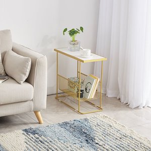 Minimalist SST017 Living Room Furniture Durable Iron Metal Frame <b>Side</b> <b>Table</b> with Classic Stone Top <b>Storage</b> Modern Design - Product Image 3