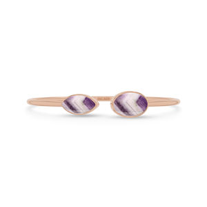 18k Rose Gold Plated High Finish <b>Adjustable</b> Bezel Setting Natural Chevron Amethyst Oval Marquise Shape Twister <b>Bracelet</b> Trendy - Product Image 1