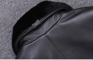 แจ็กเก็ตหนังแท้สำหรับผู้ชายเสื้อแจ็คเก็ตหนังวัวเปิดปิดดีไซน์ตามสั่ง - Product Image 5