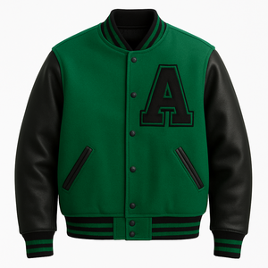 Patchwork respirant personnalisé support Letterman veste régulière école collège Streetwear mode laine PU cuir manches OEM - Product Image 2