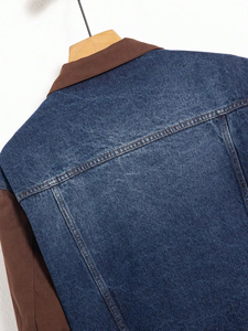 Chaqueta vaquera para hombre, Mangas de pana, Patchwork, corte vaquero Vintage, Chaquetas vaqueras clásicas de camionero para motocicleta - Product Image 4