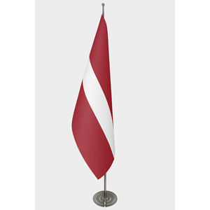 Drapeau officiel de la Lettonie pour intérieur, à poser sur table, en polyester, soie, plastique, aluminium, pour les secteurs automobile et d'assurance - Product Image 1