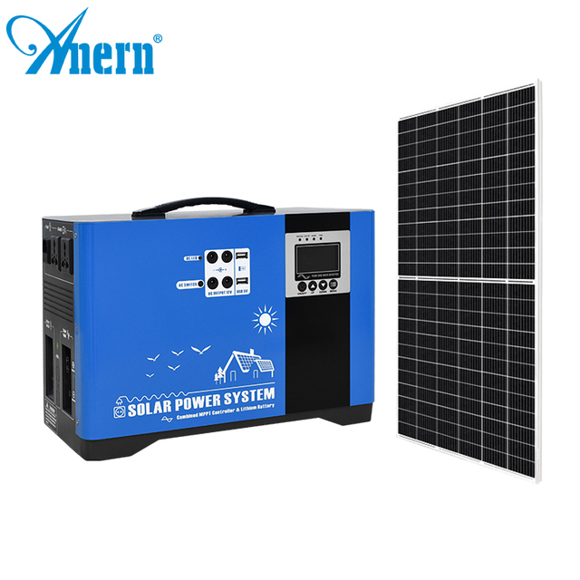 2000W Portable Power Station Generator with MPPT Solar Panel External Battery Flashlight-Pure Sine Wave Power Supply System Kit